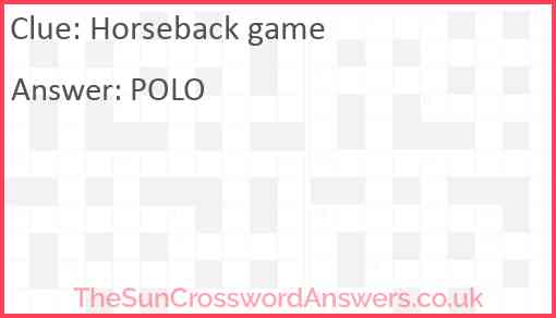 Horseback game Answer