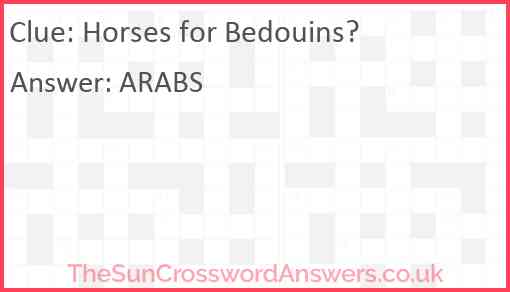 Horses for Bedouins? Answer