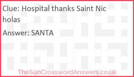 Hospital thanks Saint Nicholas Answer