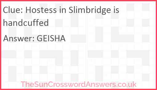 Hostess in Slimbridge is handcuffed Answer