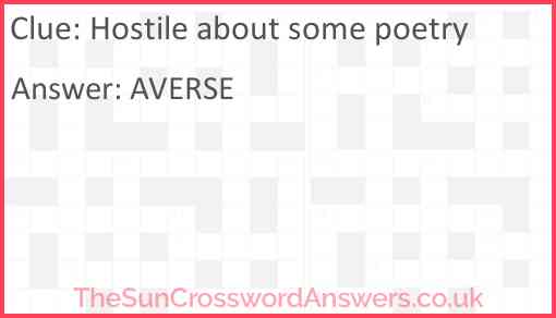 Hostile about some poetry? Answer