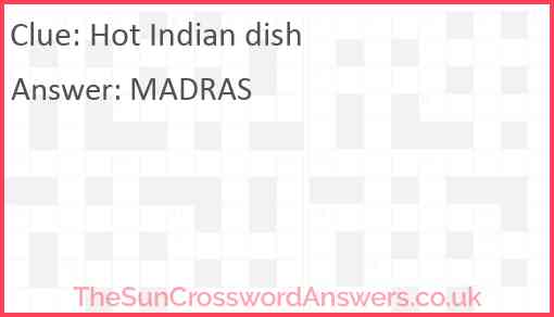 Hot Indian dish Answer