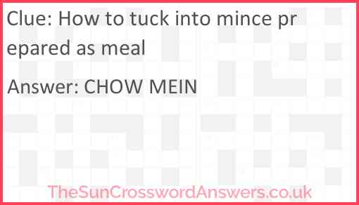 How to tuck into mince prepared as meal Answer