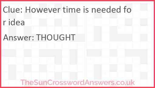 However time is needed for idea Answer