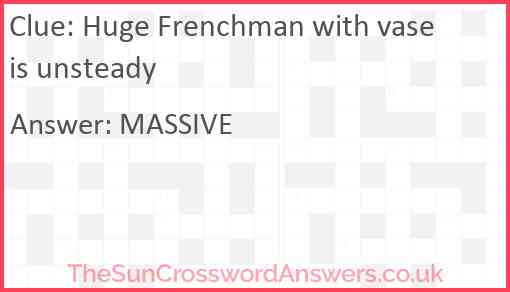 Huge Frenchman with vase is unsteady Answer