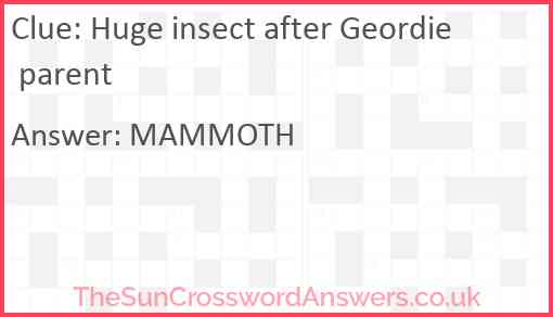 Huge insect after Geordie parent Answer