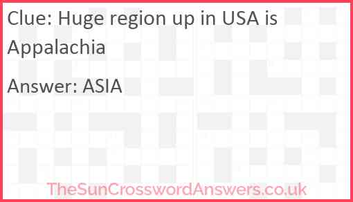 Huge region up in USA is Appalachia Answer