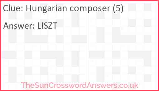 Hungarian composer (5) Answer