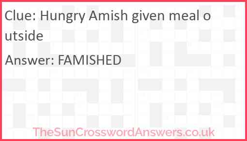 Hungry Amish given meal outside Answer