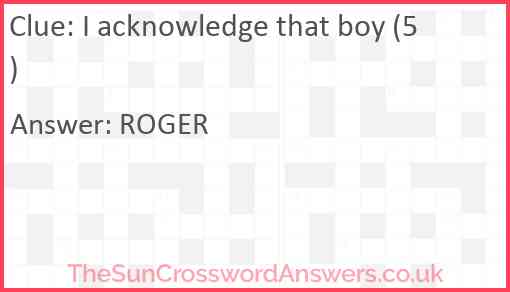 I acknowledge that boy (5) Answer