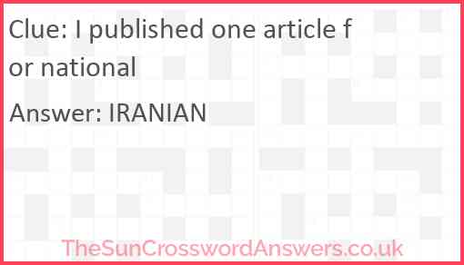 I published one article for national Answer