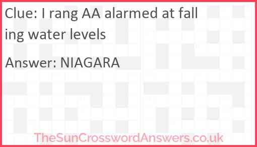 I rang AA alarmed at falling water levels Answer