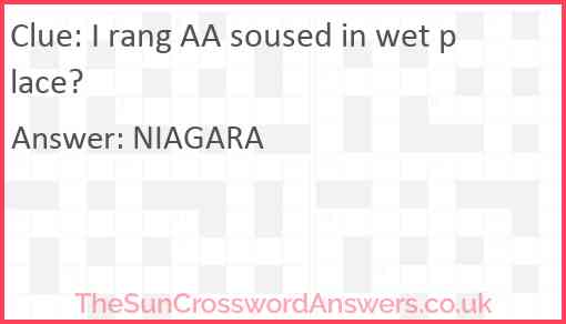 I rang AA soused in wet place? Answer
