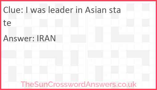 I was leader in Asian state Answer