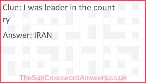 I was leader in the country Answer