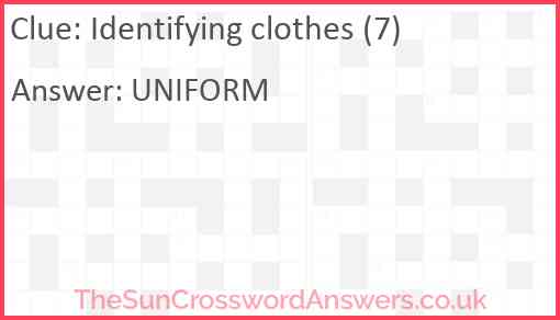 Identifying clothes (7) Answer