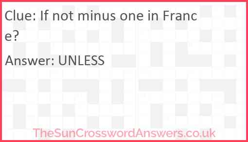 If not minus one in France? Answer