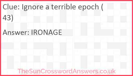 Ignore a terrible epoch (43) Answer