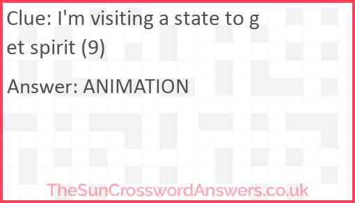 I'm visiting a state to get spirit (9) Answer