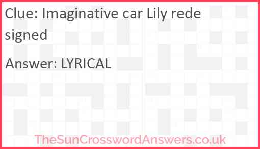 Imaginative car Lily redesigned Answer