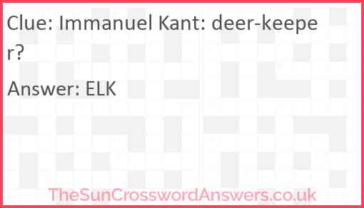 Immanuel Kant: deer-keeper? Answer