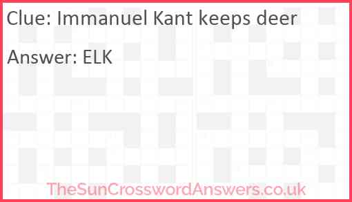 Immanuel Kant keeps deer Answer