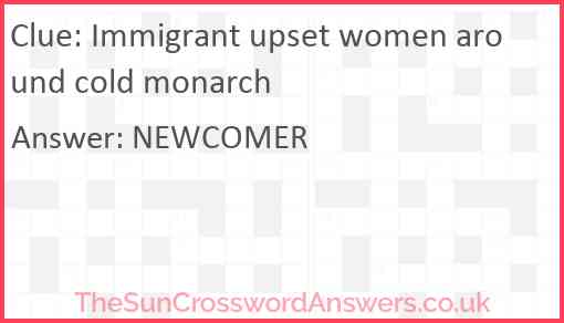 Immigrant upset women around cold monarch Answer