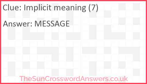 Implicit meaning (7) Answer