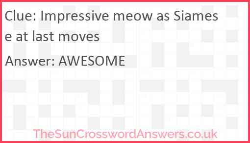 Impressive meow as Siamese at last moves Answer