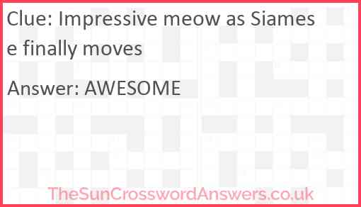 Impressive meow as Siamese finally moves Answer