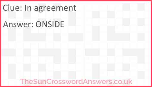 In agreement crossword clue TheSunCrosswordAnswers co uk