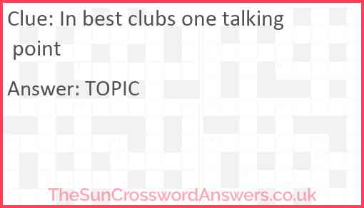 In best clubs one talking point Answer