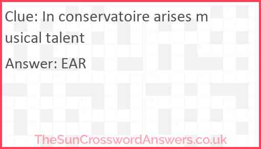 In conservatoire arises musical talent Answer