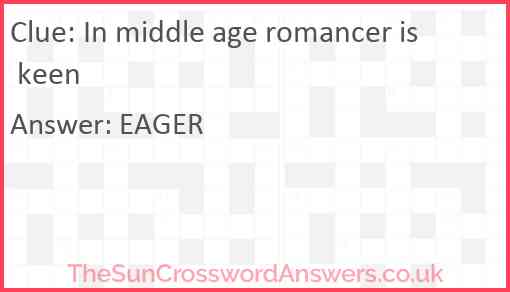 In middle age romancer is keen Answer