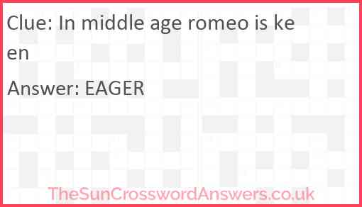 In middle age romeo is keen Answer