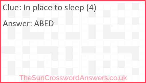 In place to sleep (4) Answer