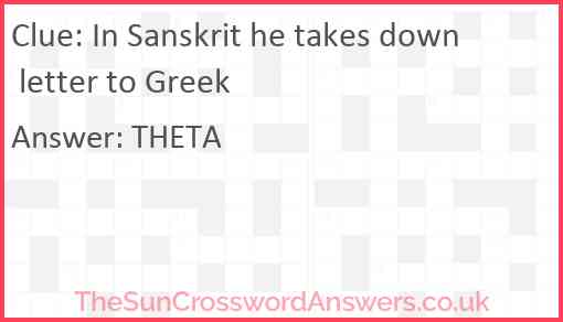 In Sanskrit he takes down letter to Greek Answer