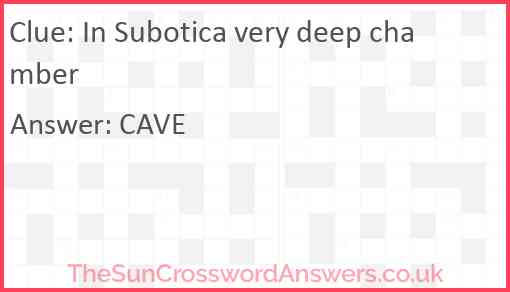In Subotica very deep chamber Answer