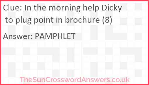 In the morning help Dicky to plug point in brochure (8) Answer