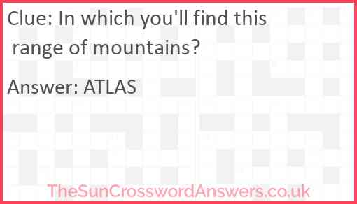 In which you'll find this range of mountains? Answer