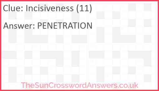 Incisiveness (11) Answer