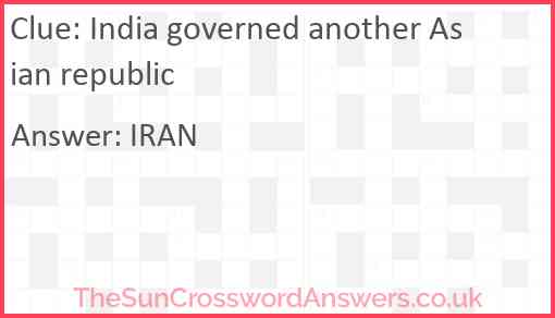 India governed another Asian republic Answer