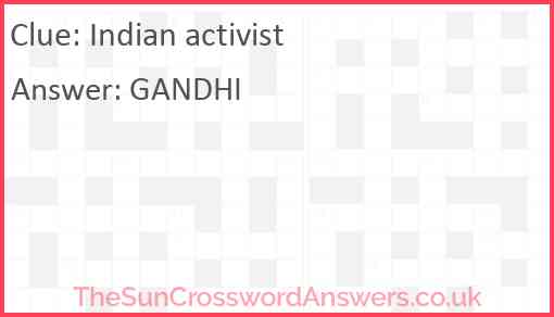 Indian activist Answer