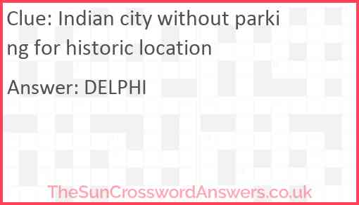 Indian city without parking for historic location Answer