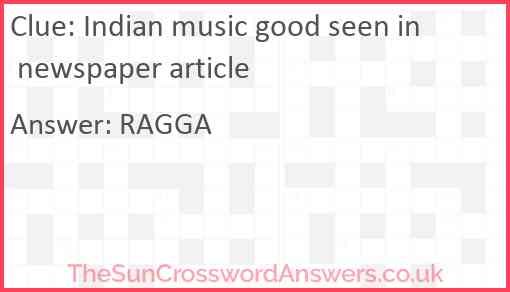 Indian music good seen in newspaper article Answer