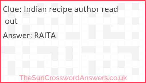Indian recipe author read out Answer