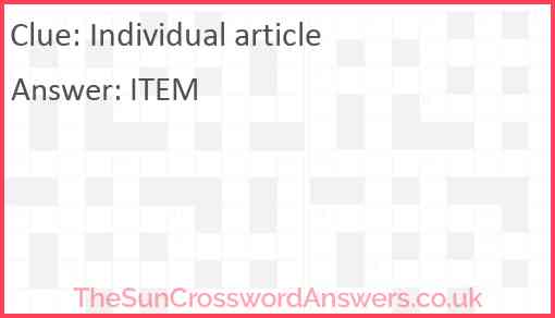 Individual article Answer