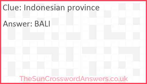 Indonesian province Answer