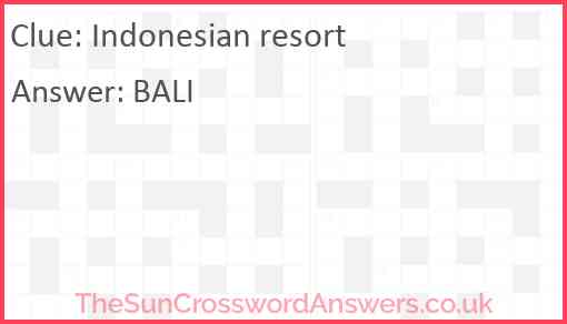Indonesian resort Answer