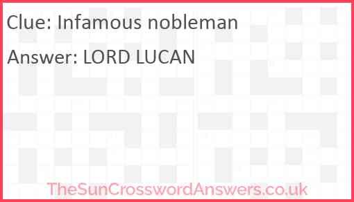 Infamous nobleman Answer